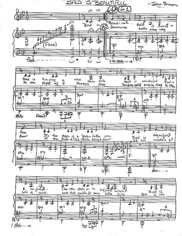 Lead sheet for Bald Is Beautiful (2025)
