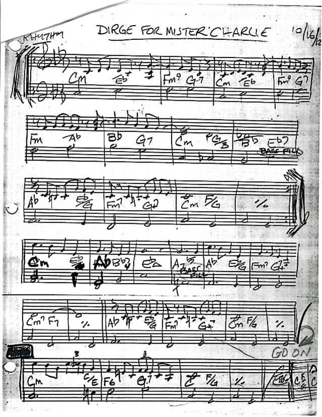 Lead sheet for Dirge for Mister Charlie