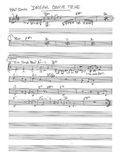 Lead sheet for Dream Come True