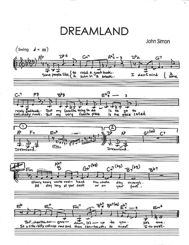 Lead sheet for Dreamland