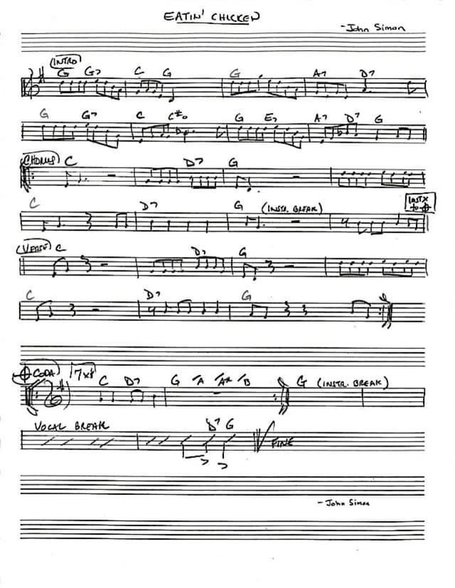 Lead sheet for Eatin' Chicken