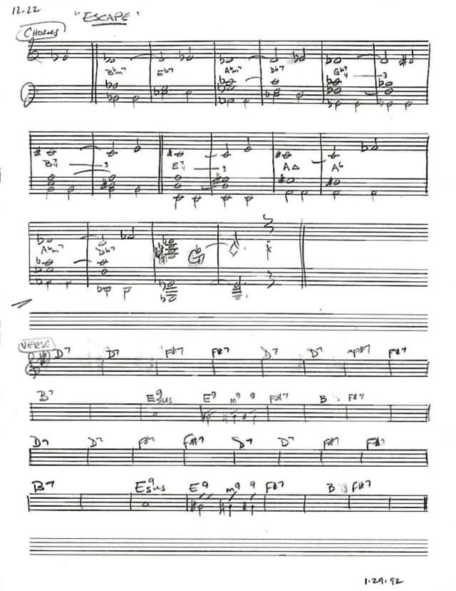 Lead sheet for Escape