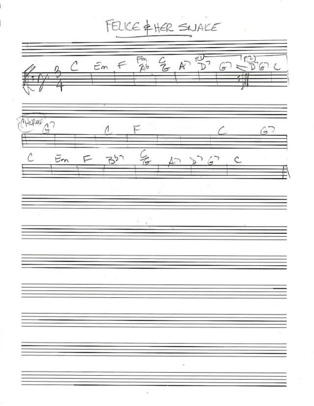 Lead sheet for Felice and Her Snake