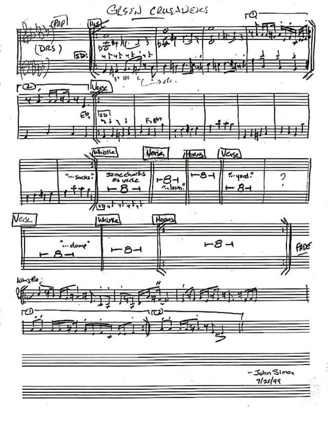 Lead sheet for Green Crusaders