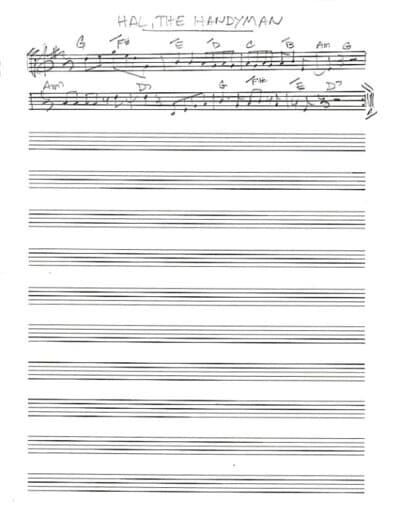 Lead sheet for Hal, The Handyman
