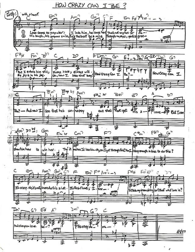 Lead sheet for How Crazy Can I Be?