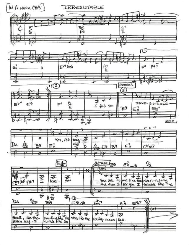 Lead sheet for Irresistible