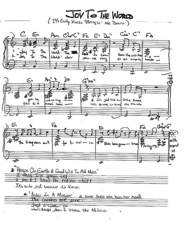 Lead sheet for Joy to the World
