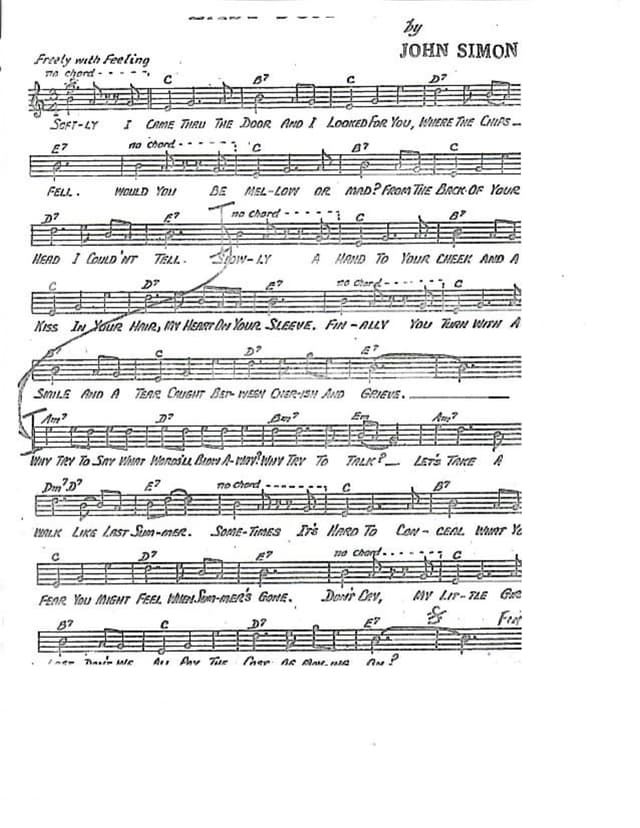 Lead sheet for Last Summer