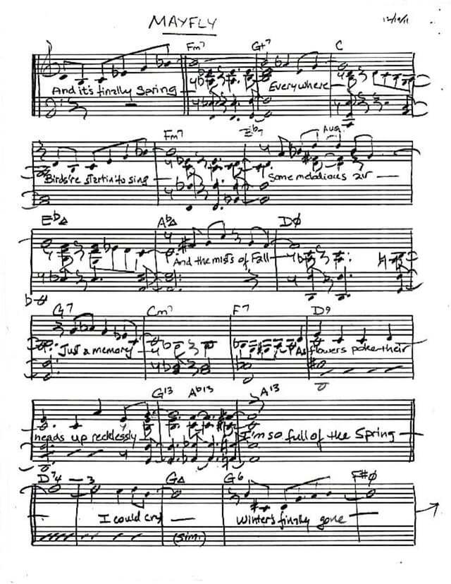 Lead sheet for Mayfly