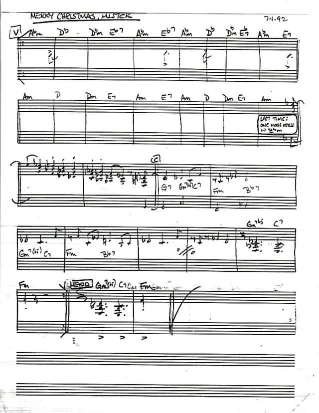 Lead sheet for Merry Xmas, Mister