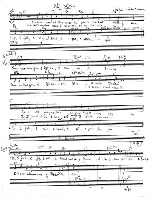 Lead sheet for No You
