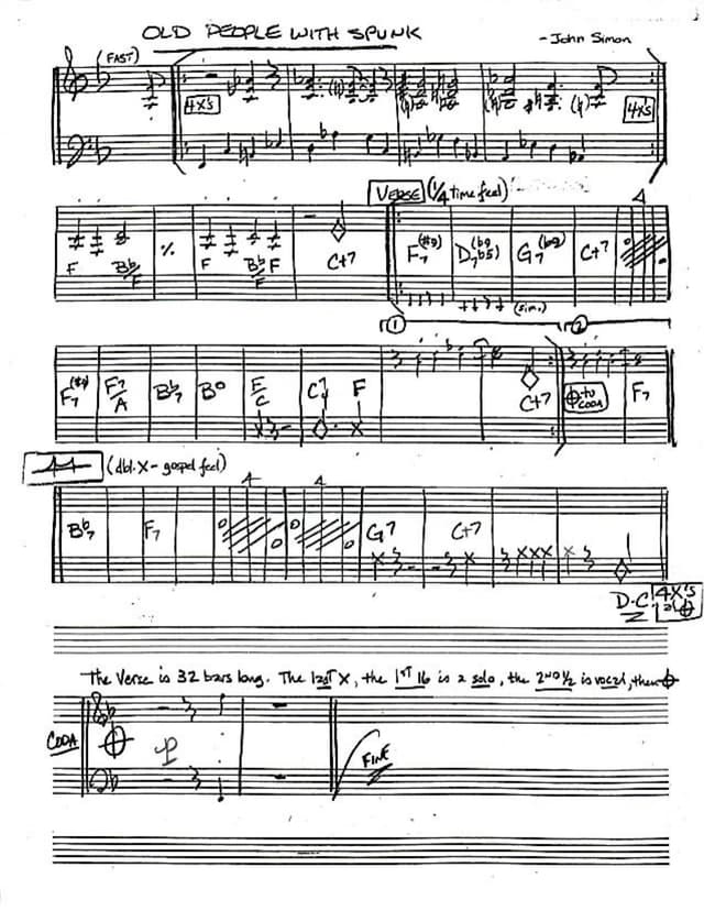 Lead sheet for Old People with Spunk