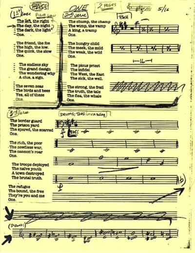 Lead sheet for One (Complete)