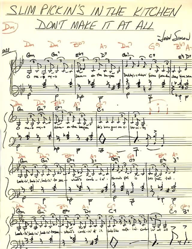 Lead sheet for Slim Pickins