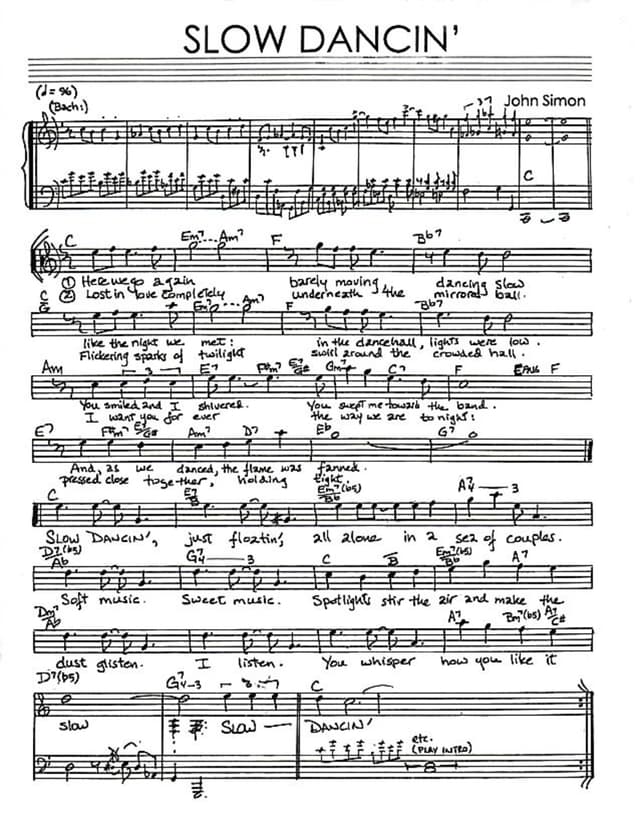 Lead sheet for Slow Dancin'