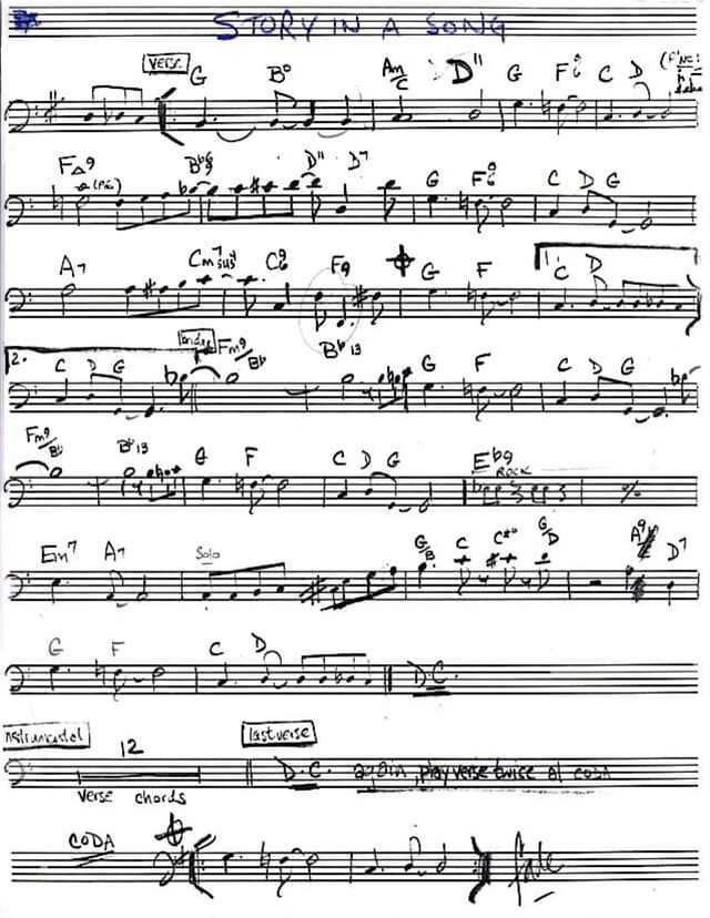 Lead sheet for Story in a Song