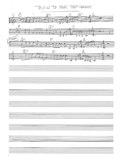 Lead sheet for Talkin' to Your Toothbrush