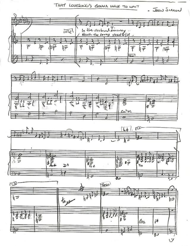 Lead sheet for That Lovesong's Gonna Have to Wait