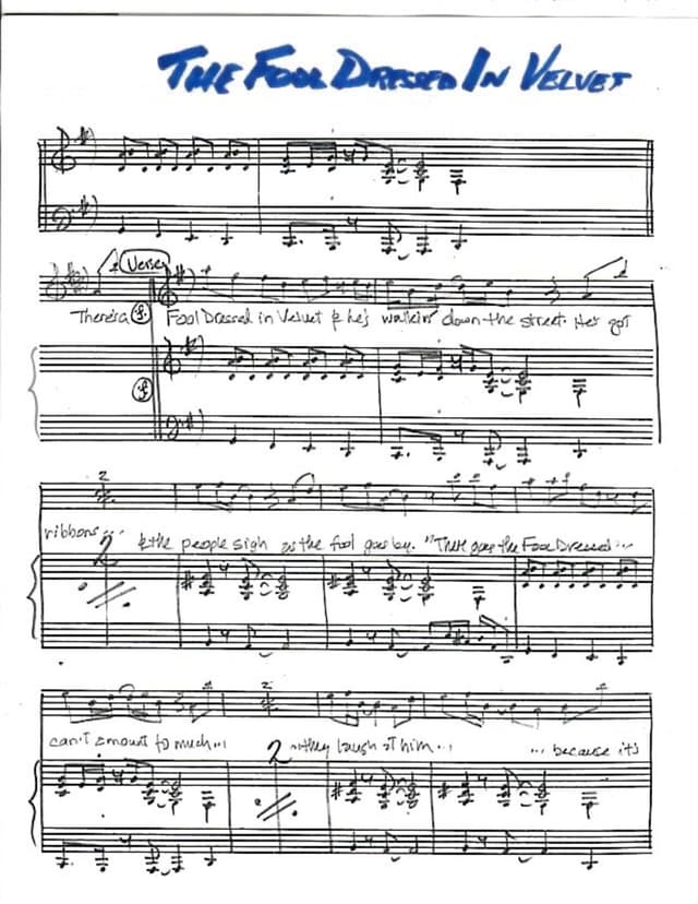 Lead sheet for The Fool Dressed in Velvet