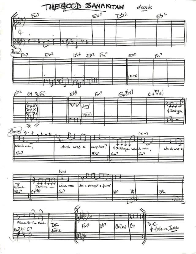 Lead sheet for The Good Samaritan