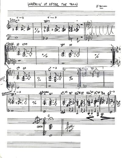 Lead sheet for Warmin' Up After the Rain
