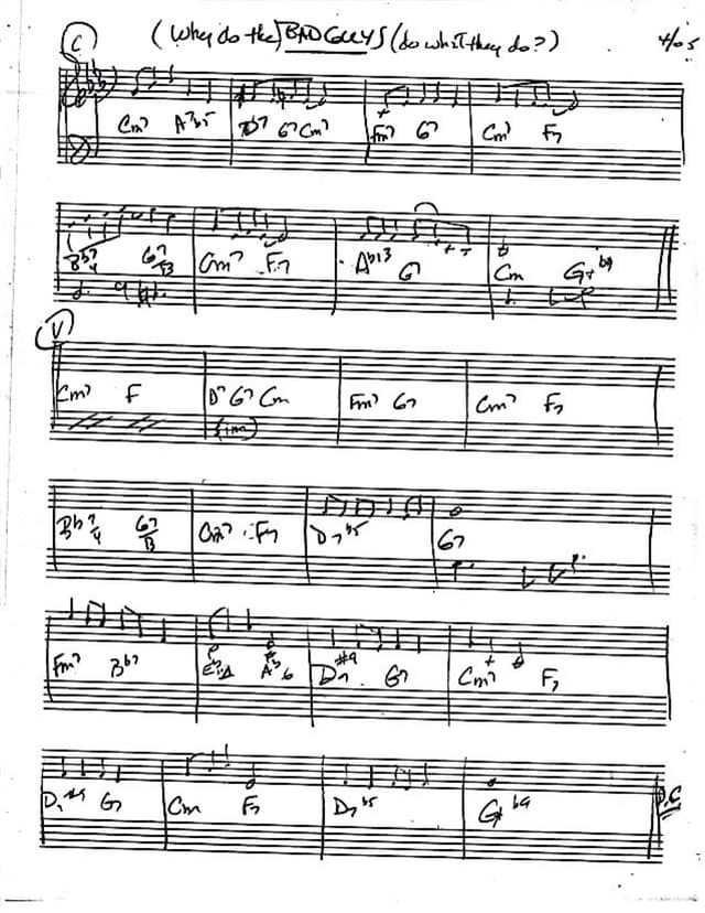 Lead sheet for Why Do the Bad Guys Do What They Do?