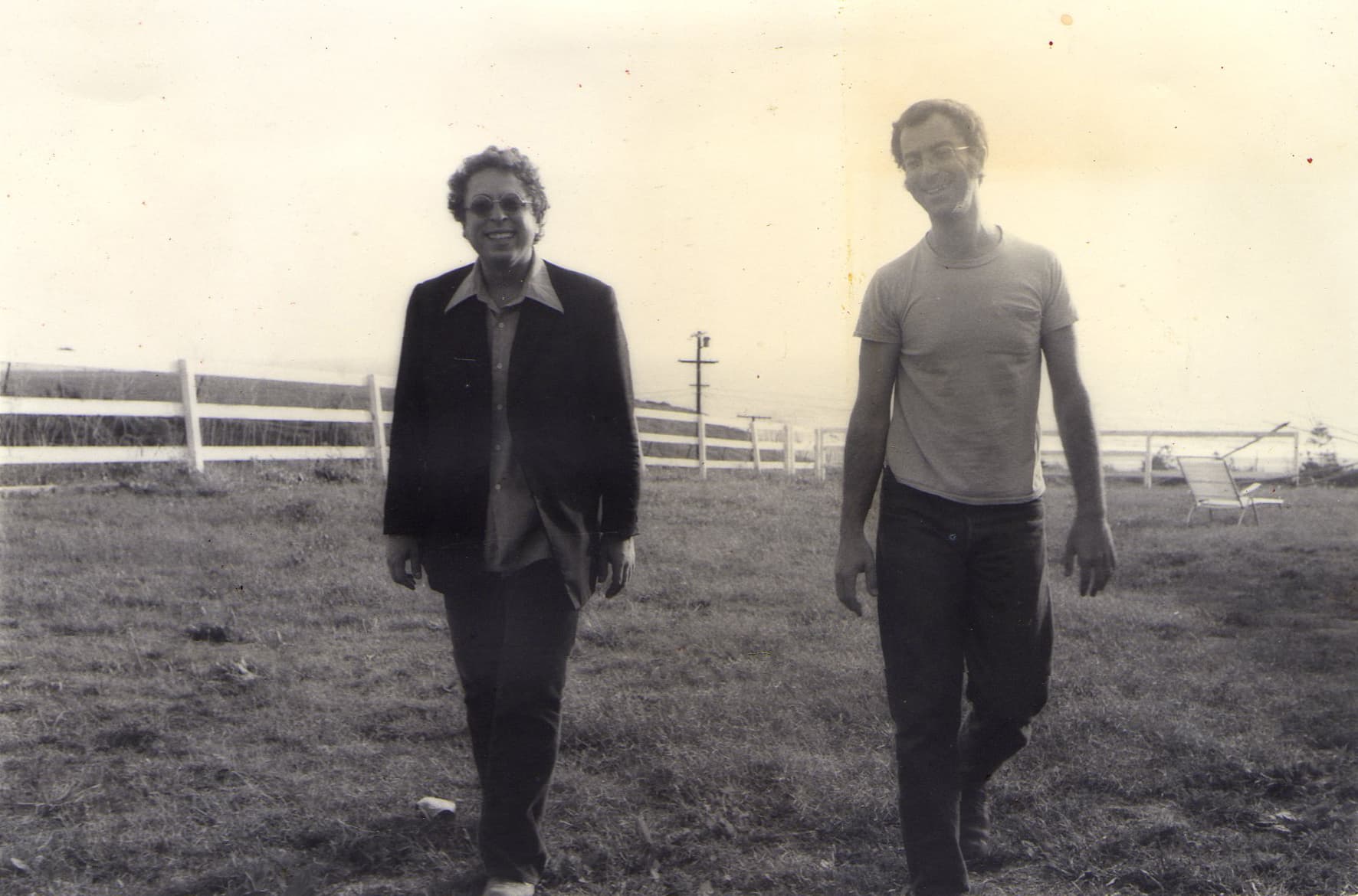 1976. Malibu. Taking a break outside The Band's studio with Hirth Martinez.